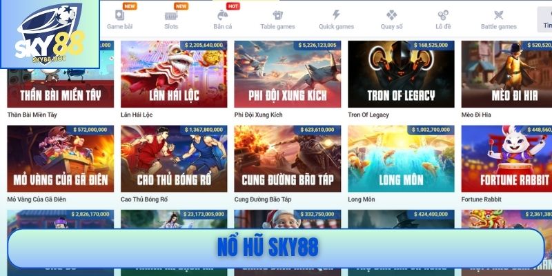 Nổ hũ SKY88 RTP 97% jackpot tích lũy 1500 slot
