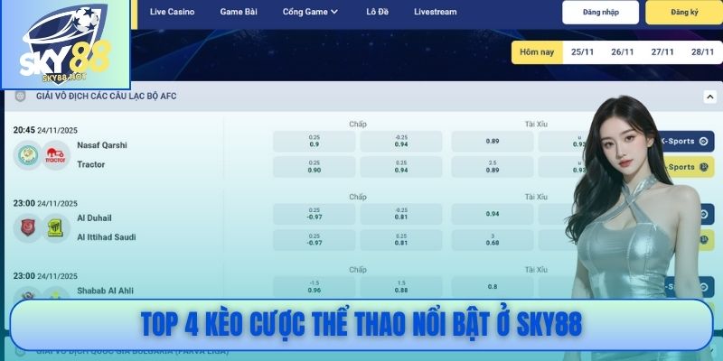 Top 4 kèo cược thể thao nổi bật SKY88
